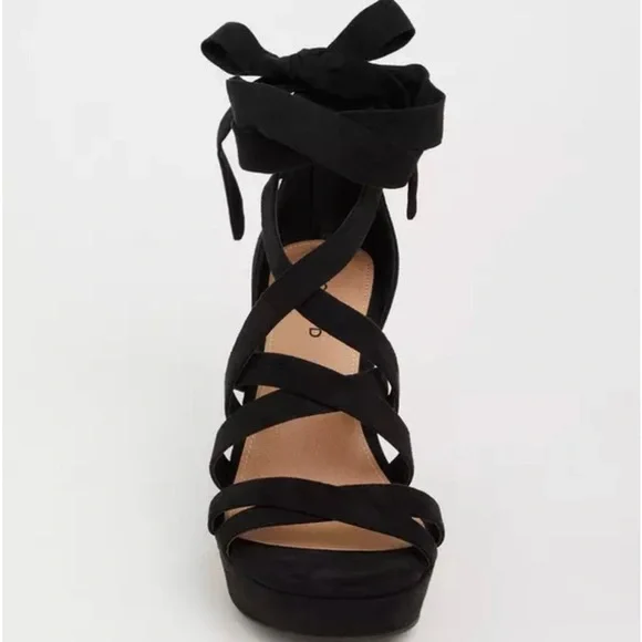 Torrid Black Strappy Wrap Platform Wedge (WW) Size 9.5 WW - Picture 3 of 10